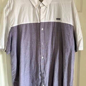 Vans Casual Button Down Shirt White and Purple